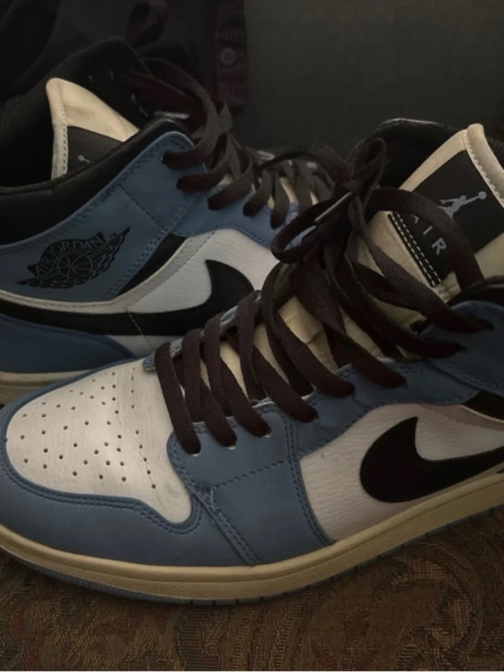 Jordan High-Top Sneakers in Light Blue, White & Black